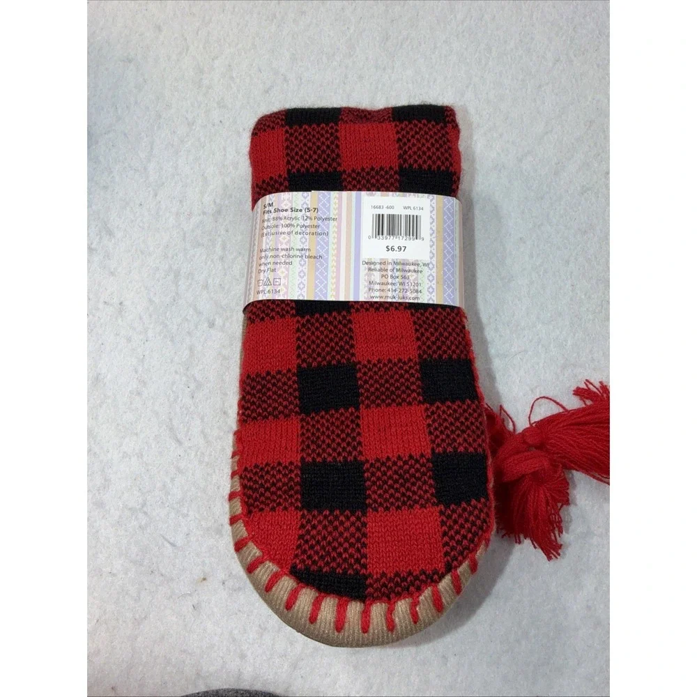 Muk Luks Slipper Socks Womens Small/Medium S/M (5-7) Red Christmas Holiday NEW